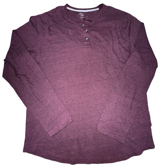 Old Navy Shirt Men Size M Purple Soft Washed Ultra Doux Henley Long Sleeves - Picture 1 of 6